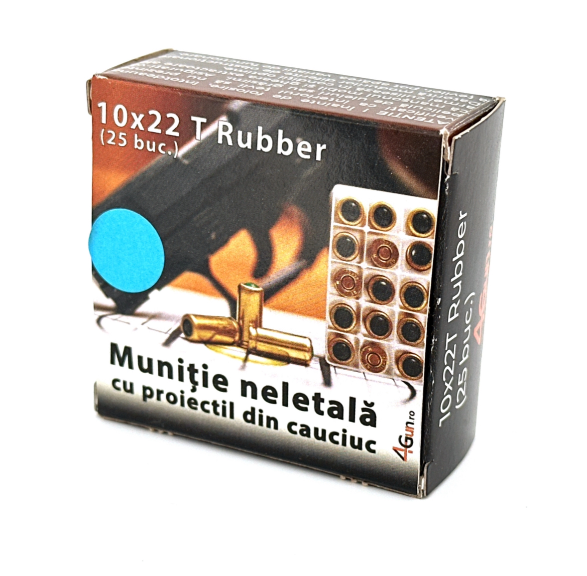 Muniție 4Gun 10x22 cu proiectil din cauciuc (albastră)